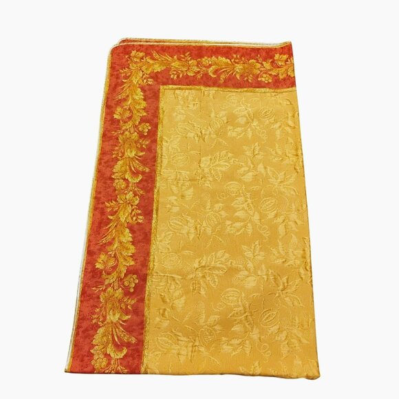 Vintage Poupees Yolande France Rectangular Tablecloth Reversible Gold Red Jacqua - Picture 1 of 5